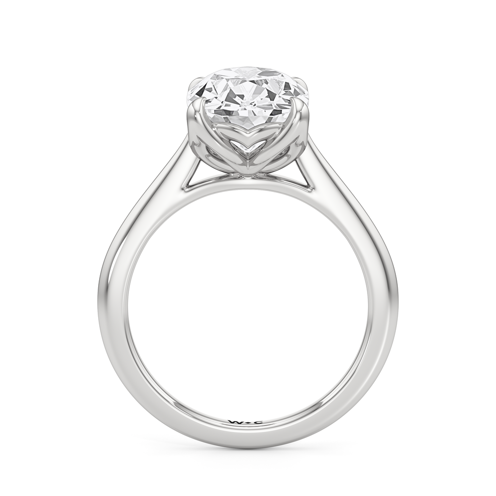 Antique Cushion Cut Famed Tulip Cathedral Ring with Lab Grown Diamond in 14KT Platinum view 5
