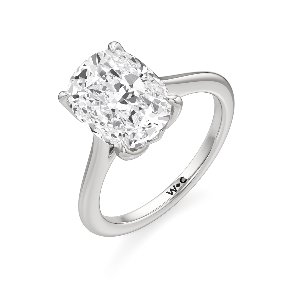 Antique Cushion Cut Famed Tulip Cathedral Ring with Lab Grown Diamond in 14KT Platinum view 6

