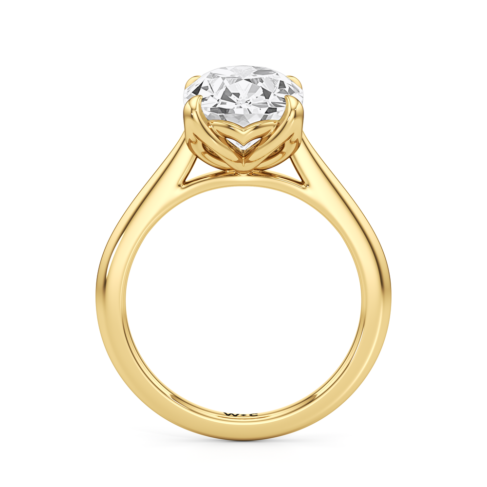 Antique Cushion Cut Famed Tulip Cathedral Ring with Lab Grown Diamond in 14KT Yellow Gold view 5
