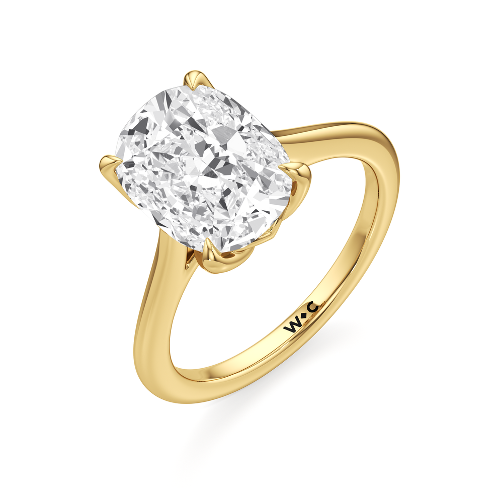 Antique Cushion Cut Famed Tulip Cathedral Ring with Lab Grown Diamond in 14KT Yellow Gold view 6
