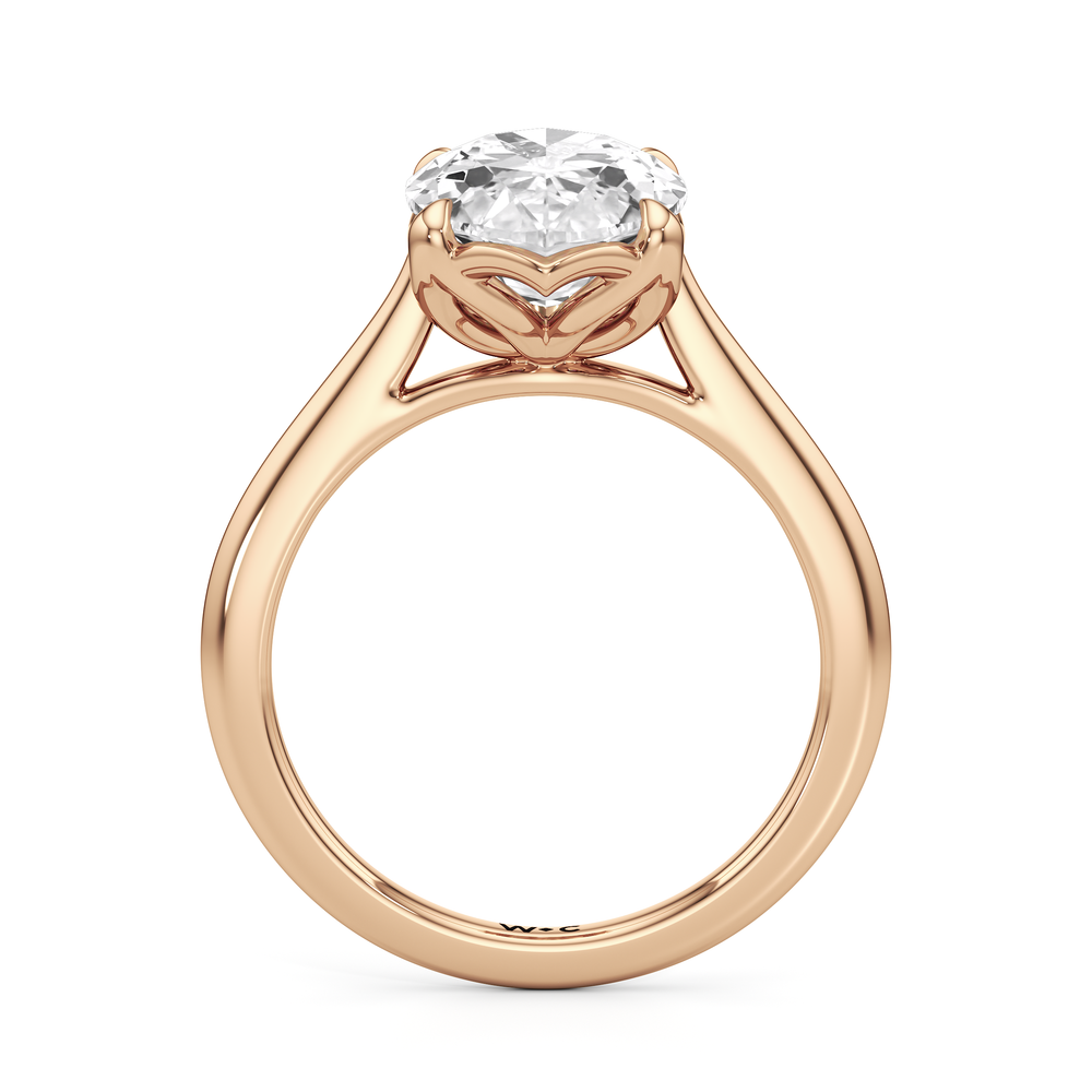 Moval Cut Famed Tulip Cathedral Ring with Lab Grown Diamond in 14KT Rose Gold view 5
