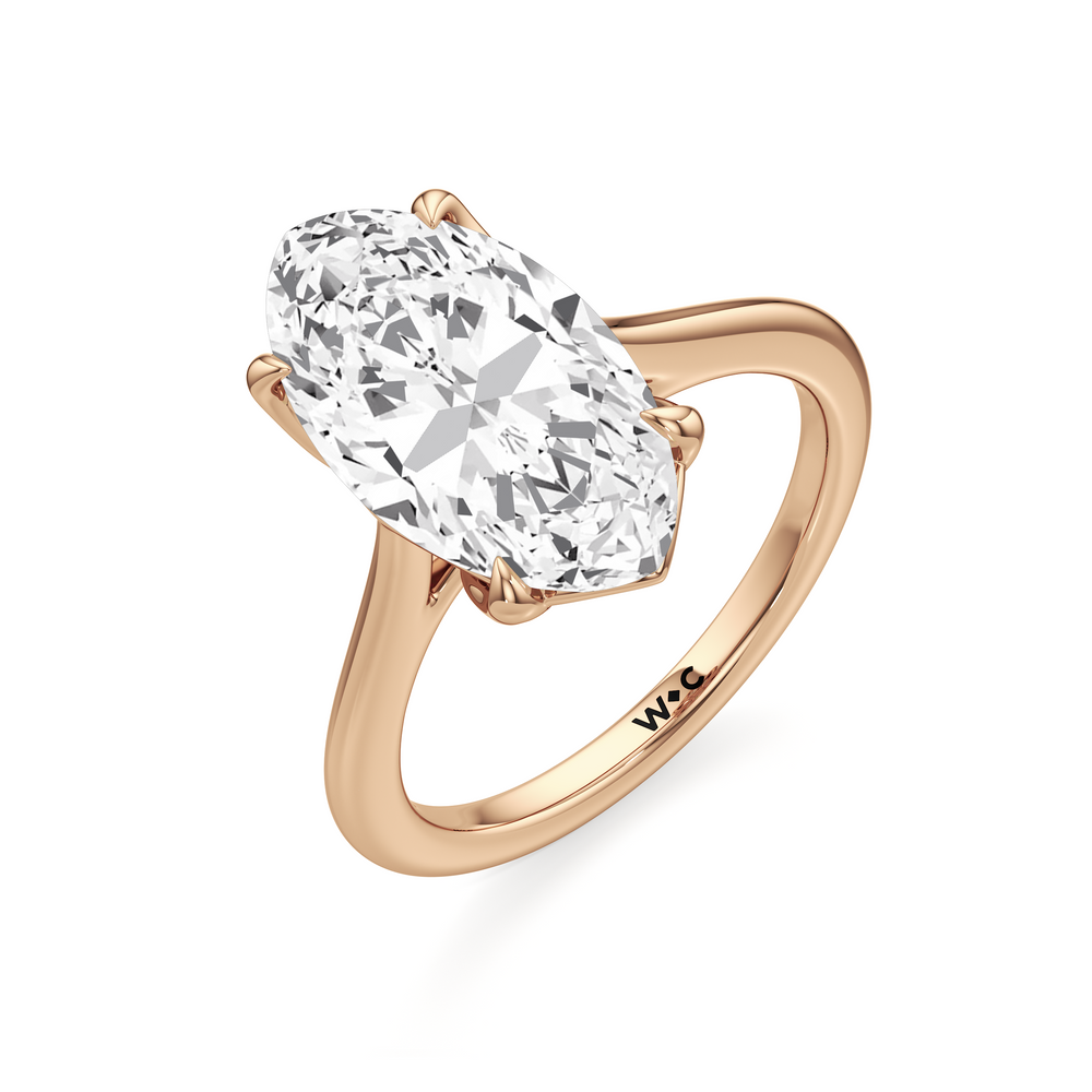 Moval Cut Famed Tulip Cathedral Ring with Lab Grown Diamond in 14KT Rose Gold view 6
