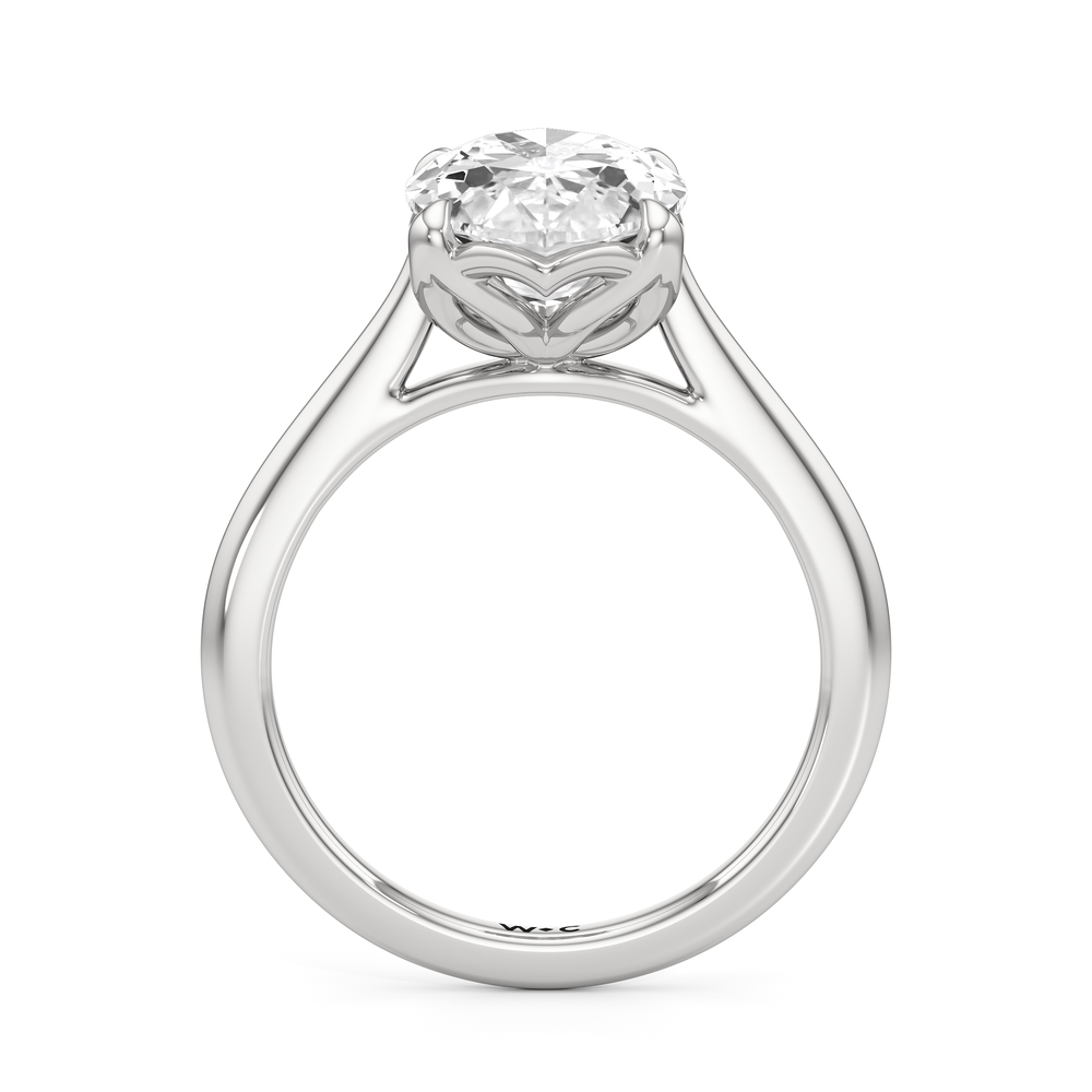 Moval Cut Famed Tulip Cathedral Ring with Lab Grown Diamond in 14KT Platinum view 5
