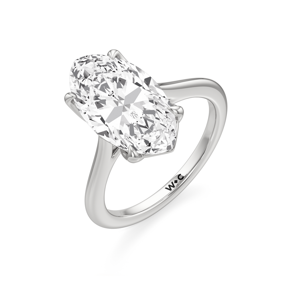Moval Cut Famed Tulip Cathedral Ring with Lab Grown Diamond in 14KT Platinum view 6

