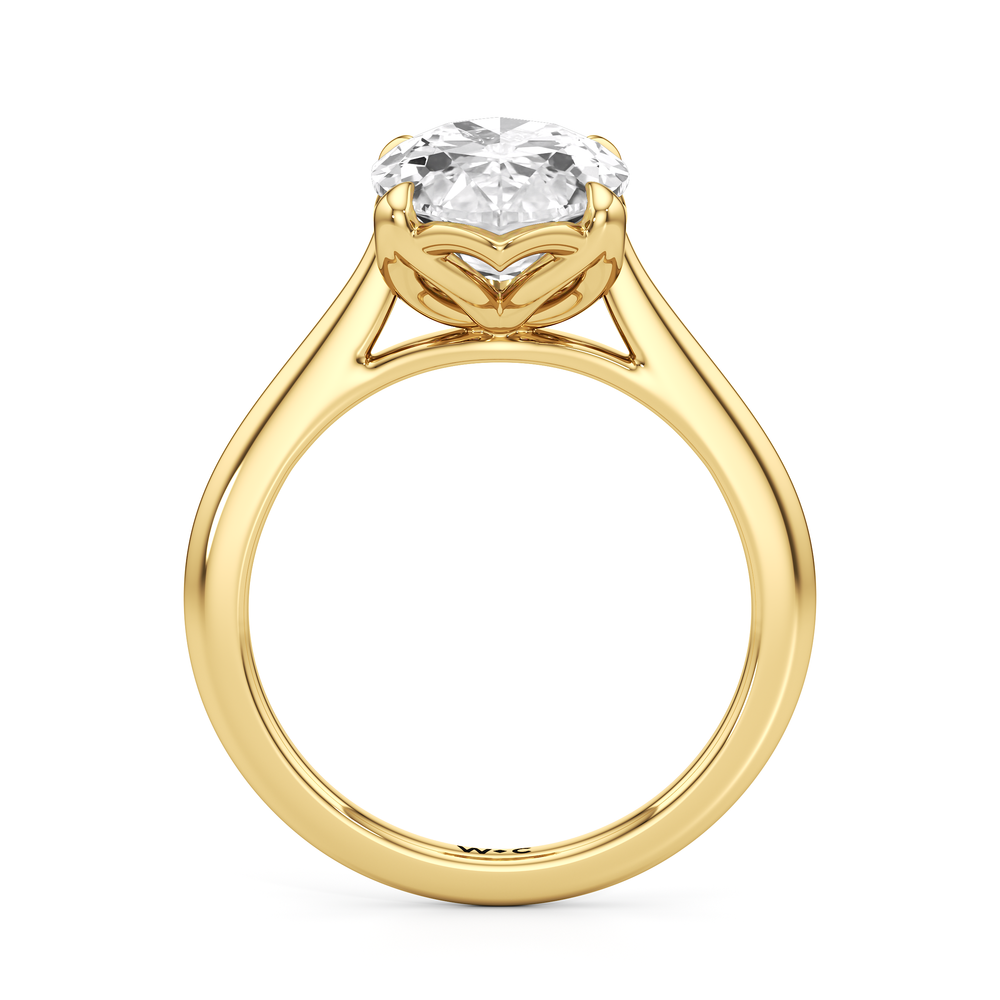 Moval Cut Famed Tulip Cathedral Ring with Lab Grown Diamond in 14KT Yellow Gold view 5
