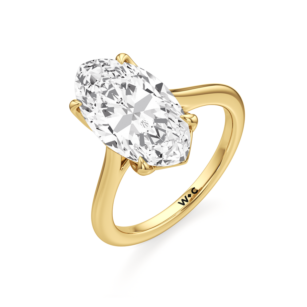 Moval Cut Famed Tulip Cathedral Ring with Lab Grown Diamond in 14KT Yellow Gold view 6
