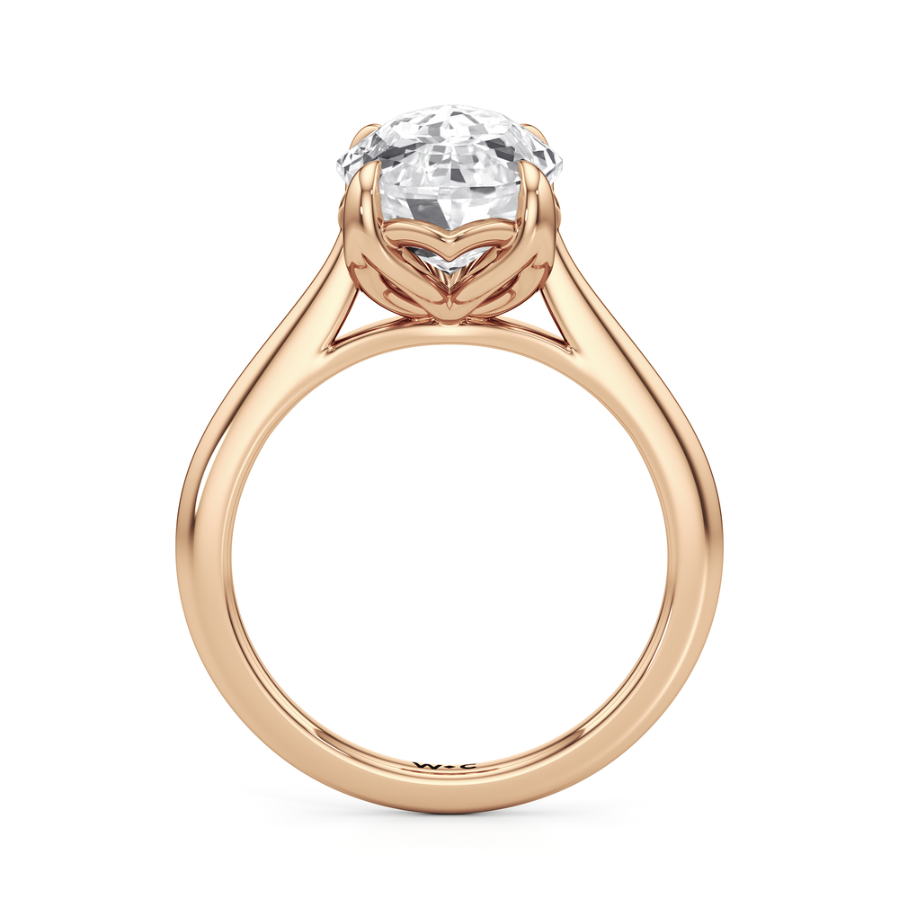 Oval Stepcut Cut Famed Tulip Cathedral Ring with Lab Grown Diamond in 14KT Rose Gold view 5
