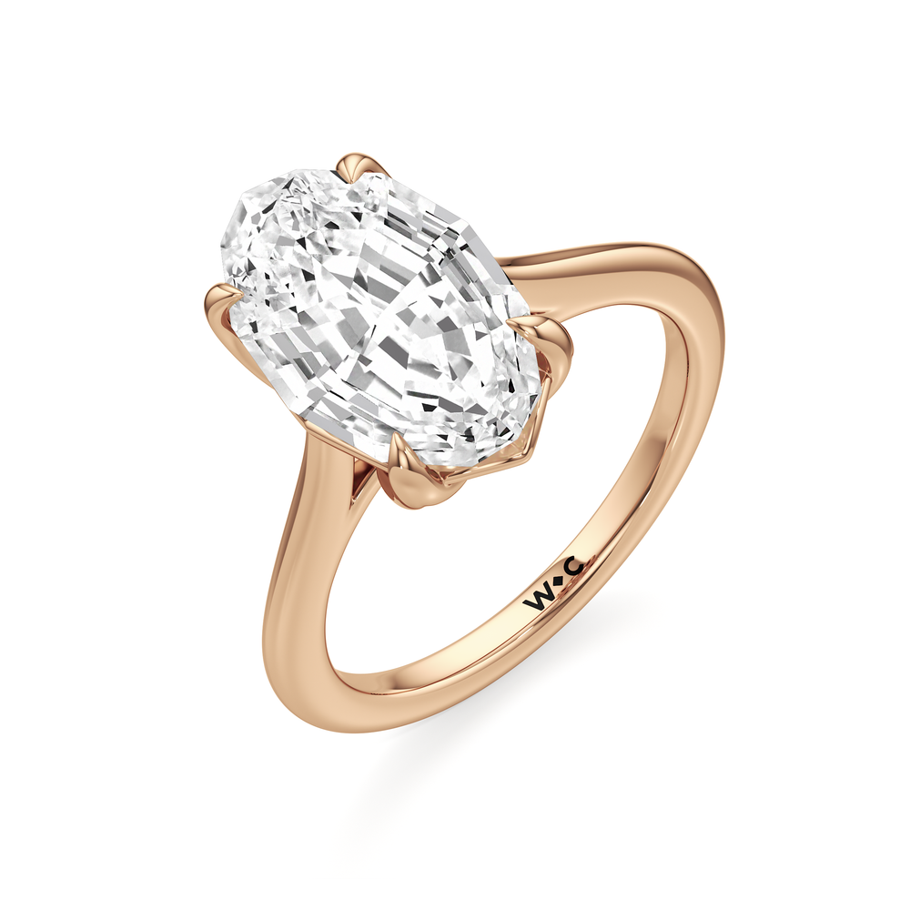 Oval Stepcut Cut Famed Tulip Cathedral Ring with Lab Grown Diamond in 14KT Rose Gold view 6

