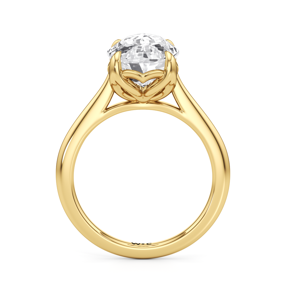 Oval Stepcut Cut Famed Tulip Cathedral Ring with Lab Grown Diamond in 14KT Yellow Gold view 5
