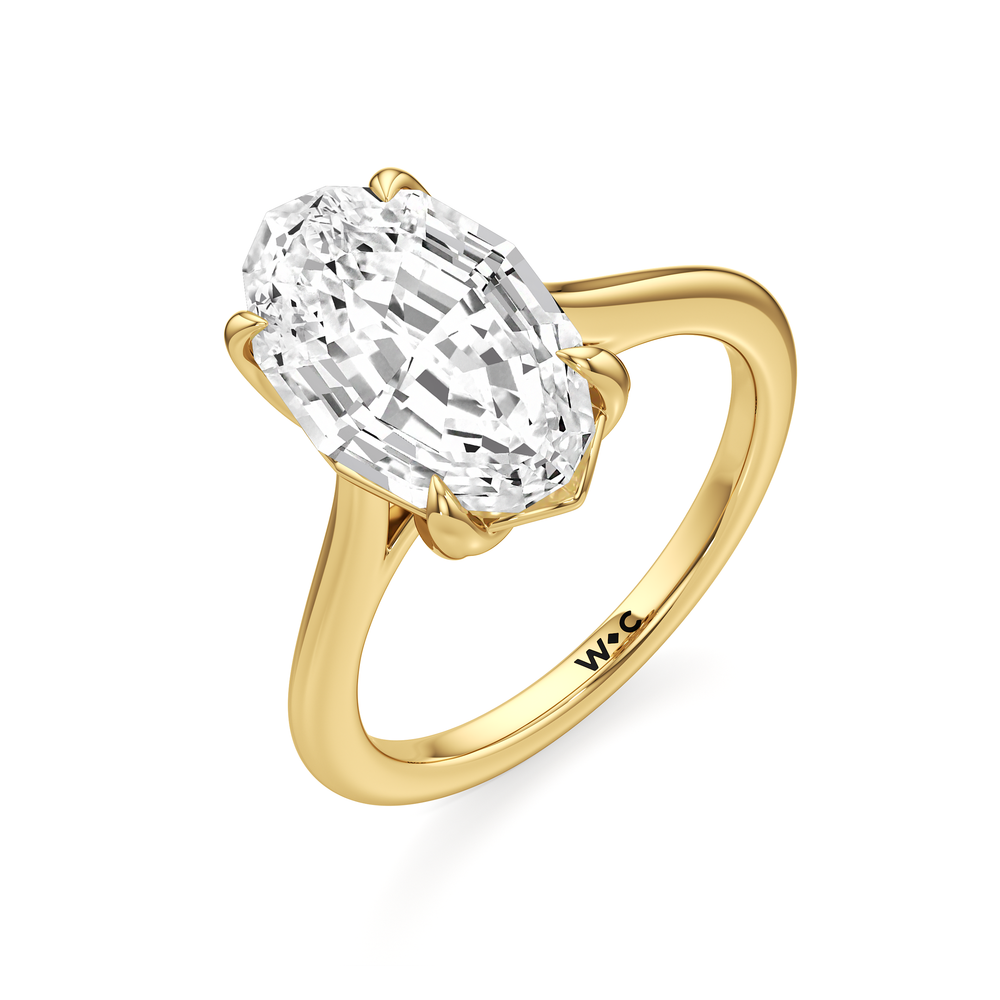 Oval Stepcut Cut Famed Tulip Cathedral Ring with Lab Grown Diamond in 14KT Yellow Gold view 6
