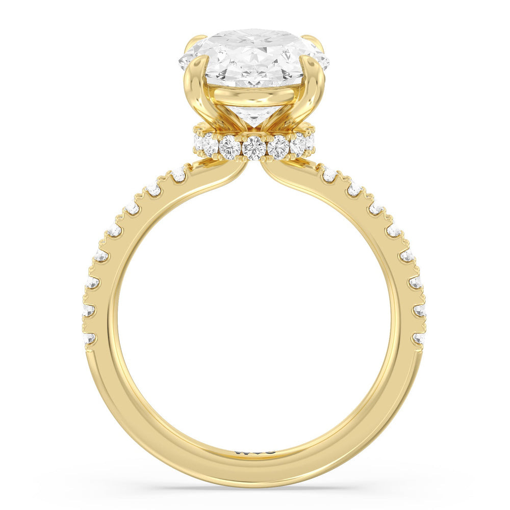 Exquisite Hidden Halo Ring with Oval Cut Diamond in 14KT Yellow Gold view 2
