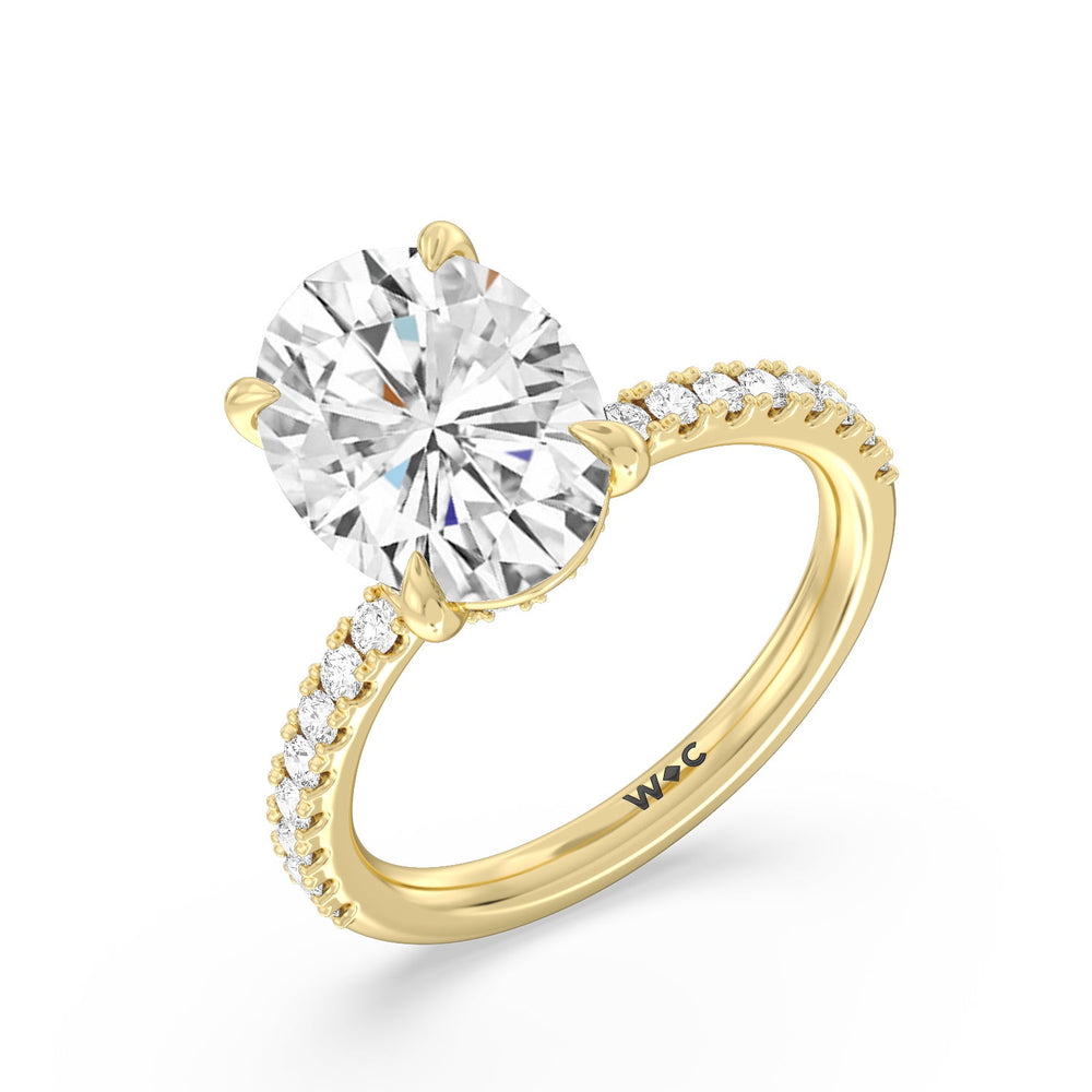 Exquisite Hidden Halo Ring with Oval Cut Diamond in 14KT Yellow Gold view 3
