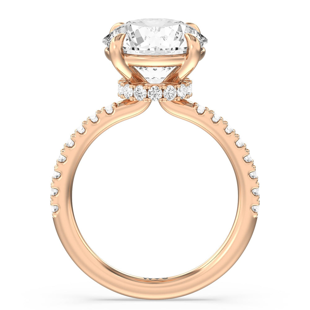 Exquisite Hidden Halo Ring with Round Cut Diamond in 14KT Rose Gold view 2
