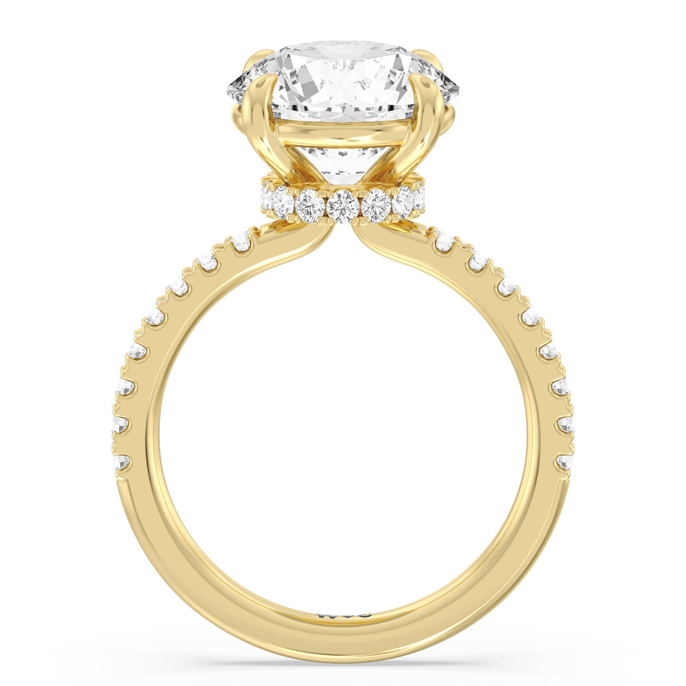 Exquisite Hidden Halo Ring with Round Cut Diamond in 14KT Yellow Gold view 2
