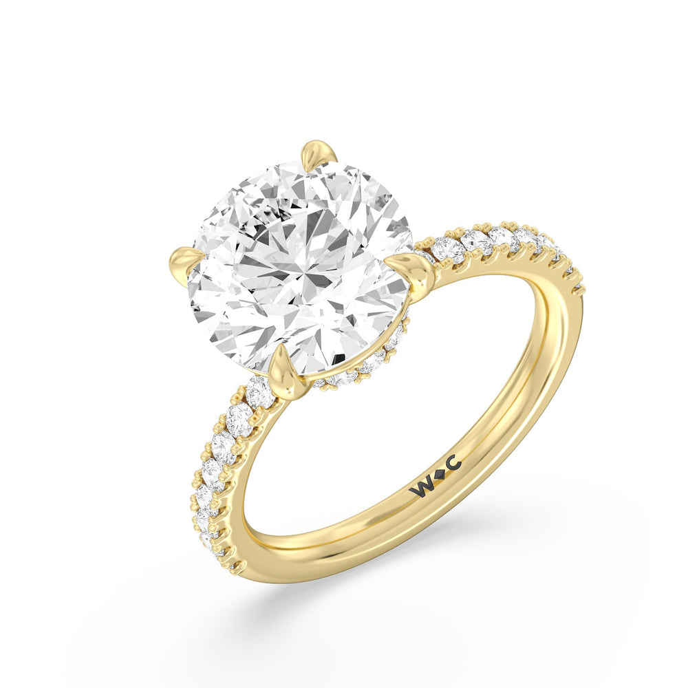 Exquisite Hidden Halo Ring with Round Cut Diamond in 14KT Yellow Gold view 3
