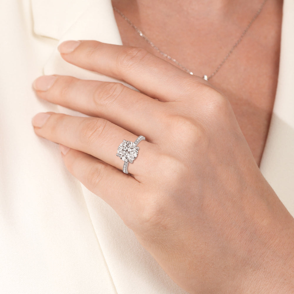 Model Wearing Exquisite Hidden Halo Ring view