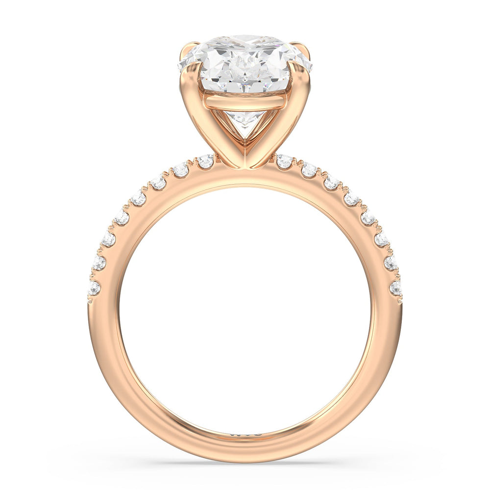 Eminent Classic Pave Ring with Oval Cut Diamond in 14KT Rose Gold view 2
