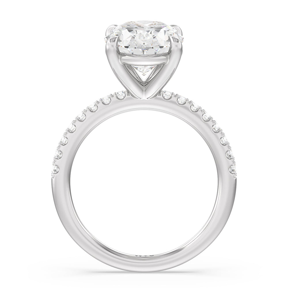 Eminent Classic Pave Ring with Oval Cut Diamond in 14KT Platinum view 2
