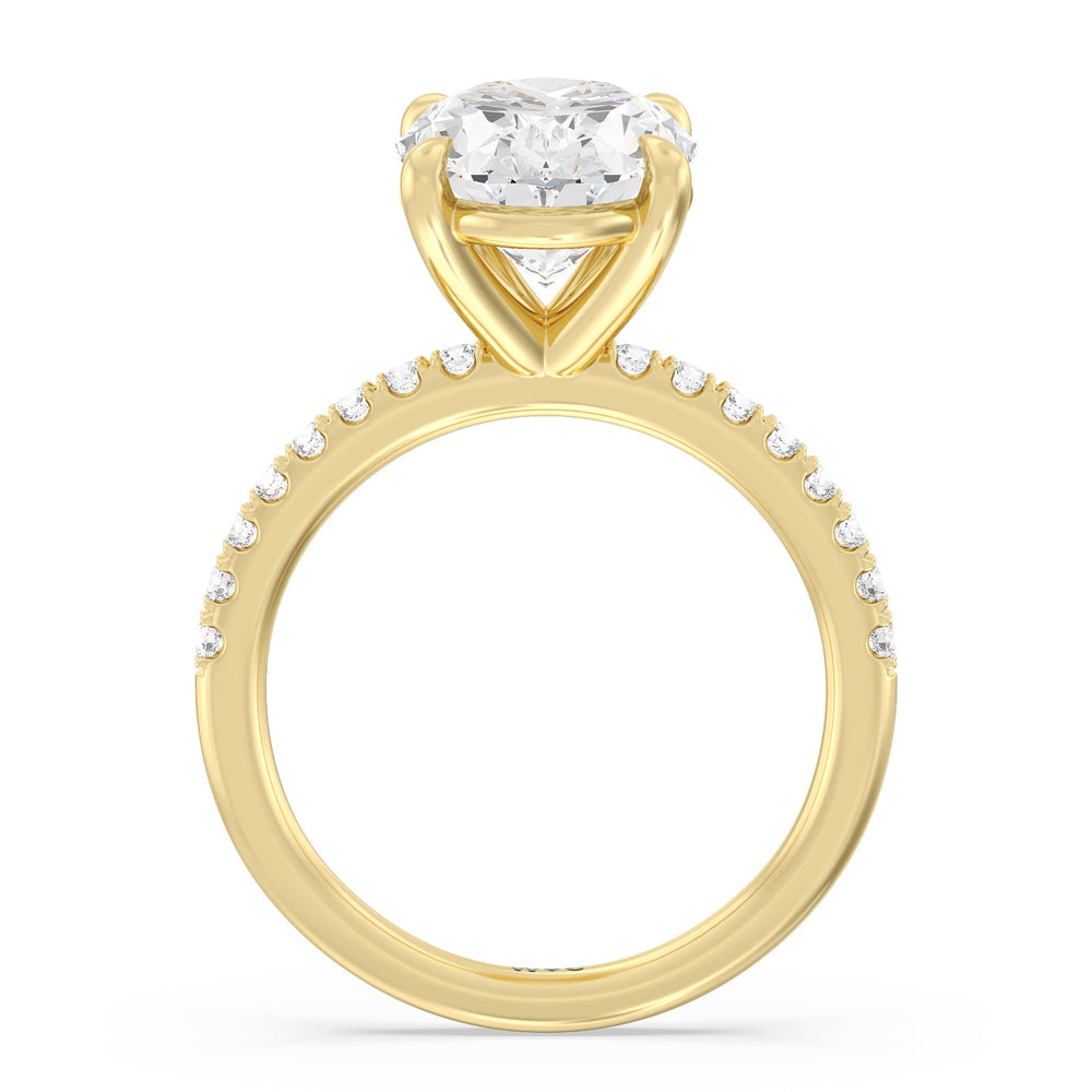 Eminent Classic Pave Ring with Oval Cut Diamond in 14KT Yellow Gold view 2
