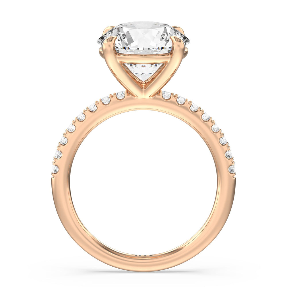 Eminent Classic Pave Ring with Round Cut Diamond in 14KT Rose Gold view 2
