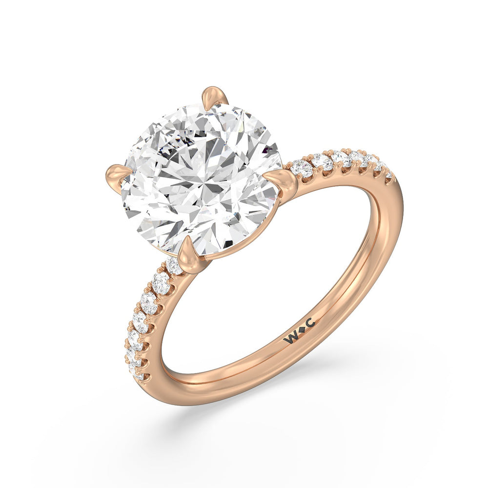 Eminent Classic Pave Ring with Round Cut Diamond in 14KT Rose Gold view 3

