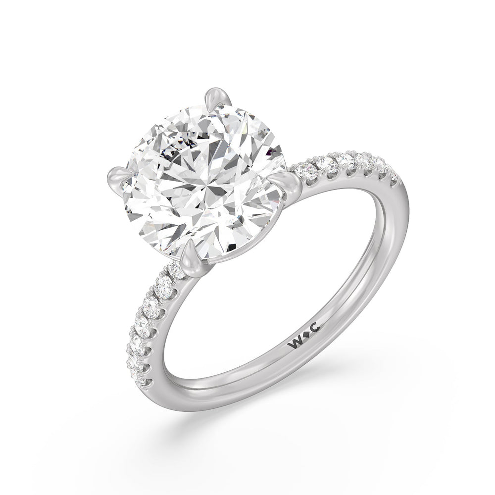 Eminent Classic Pave Ring with Round Cut Diamond in 14KT Platinum view 3
