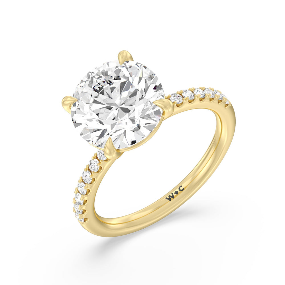 Eminent Classic Pave Ring with Round Cut Diamond in 14KT Yellow Gold view 3
