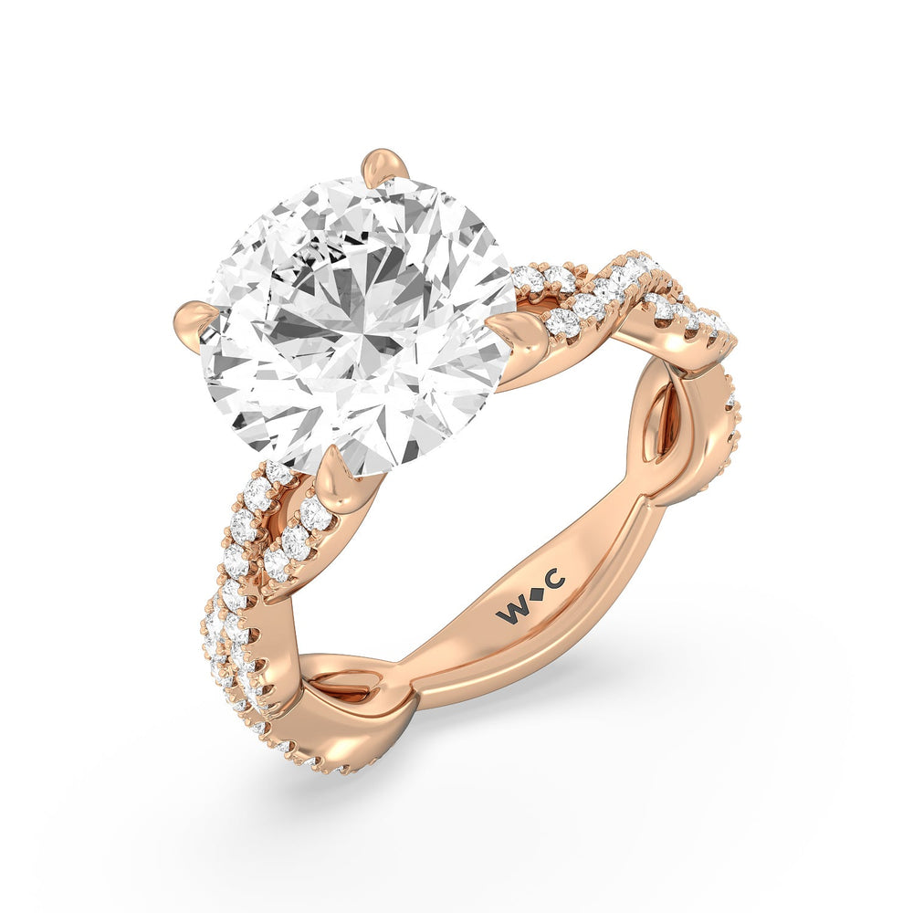 Magnificient Twist Ring with Round Cut Diamond in 14KT Rose Gold view 3
