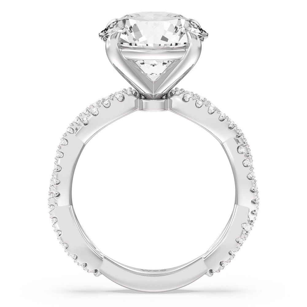 Magnificient Twist Ring with Round Cut Diamond in 14KT Platinum view 2
