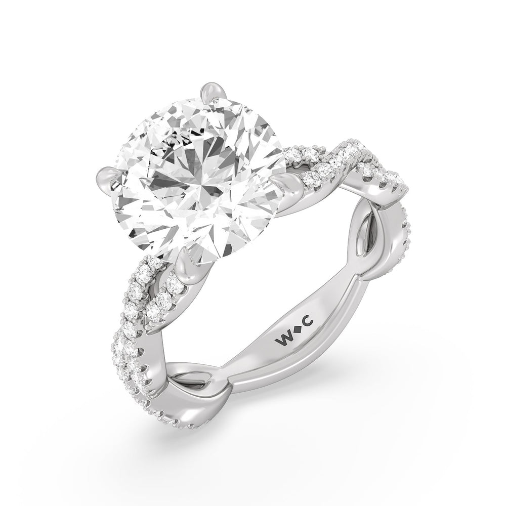 Magnificient Twist Ring with Round Cut Diamond in 14KT Platinum view 3

