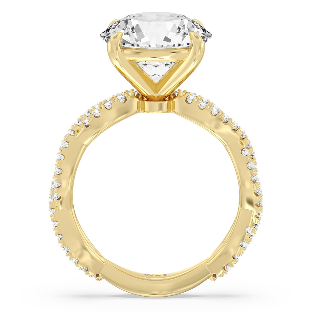 Magnificient Twist Ring with Round Cut Diamond in 14KT Yellow Gold view 2
