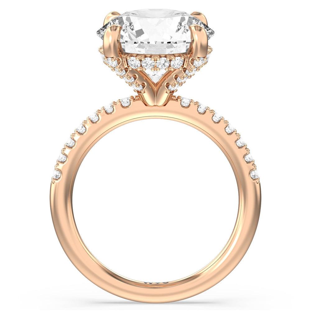 Round Cut Noble Studded Hidden Halo Ring with Lab Grown Diamond in 14KT Rose Gold view 2
