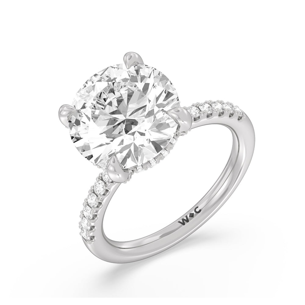 Round Cut Noble Studded Hidden Halo Ring with Lab Grown Diamond in 14KT Platinum view 3
