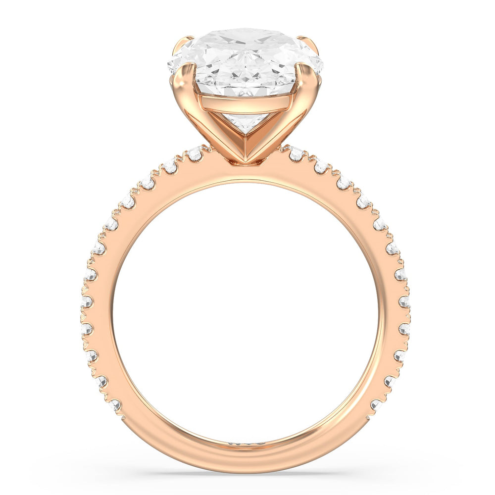 Illustrious Half Pave Ring with Oval Cut Diamond in 14KT Rose Gold view 2
