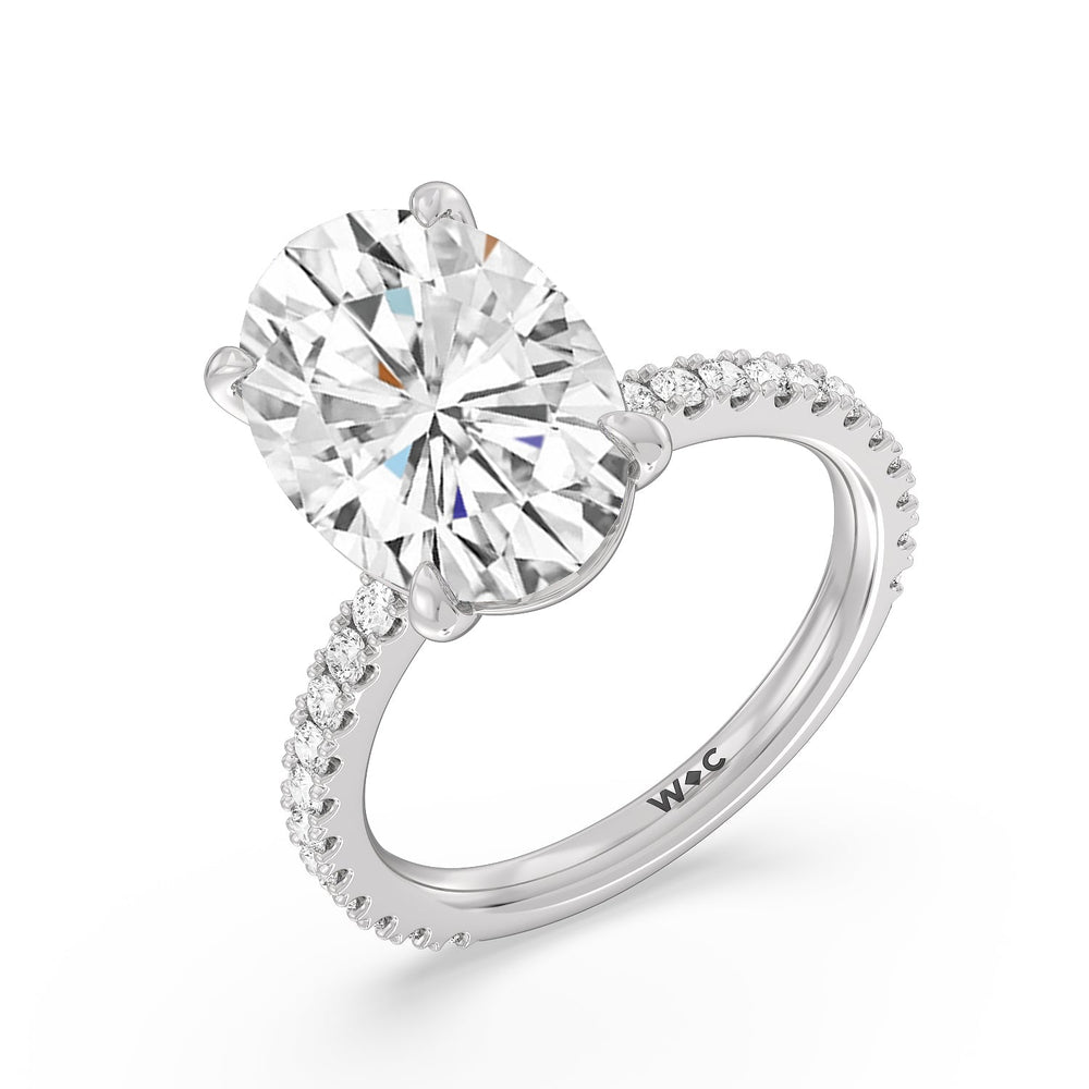 Illustrious Half Pave Ring with Oval Cut Diamond in 14KT Platinum view 3
