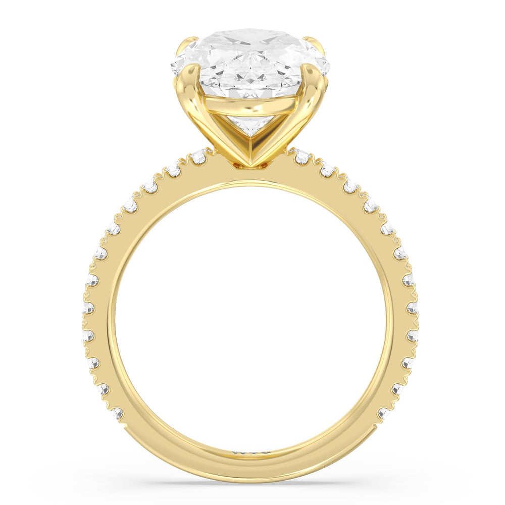 Illustrious Half Pave Ring with Oval Cut Diamond in 14KT Yellow Gold view 2
