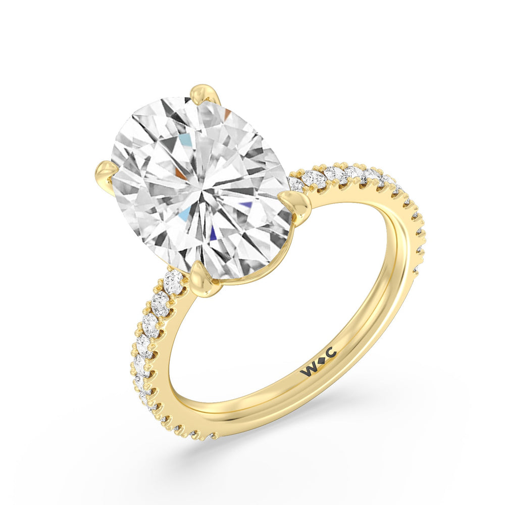 Illustrious Half Pave Ring with Oval Cut Diamond in 14KT Yellow Gold view 3
