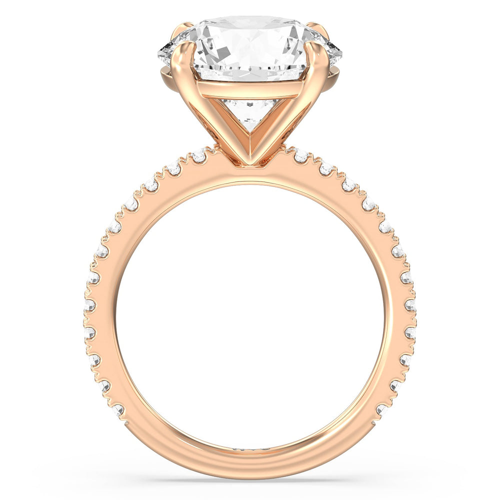 Illustrious Half Pave Ring with Round Cut Diamond in 14KT Rose Gold view 2
