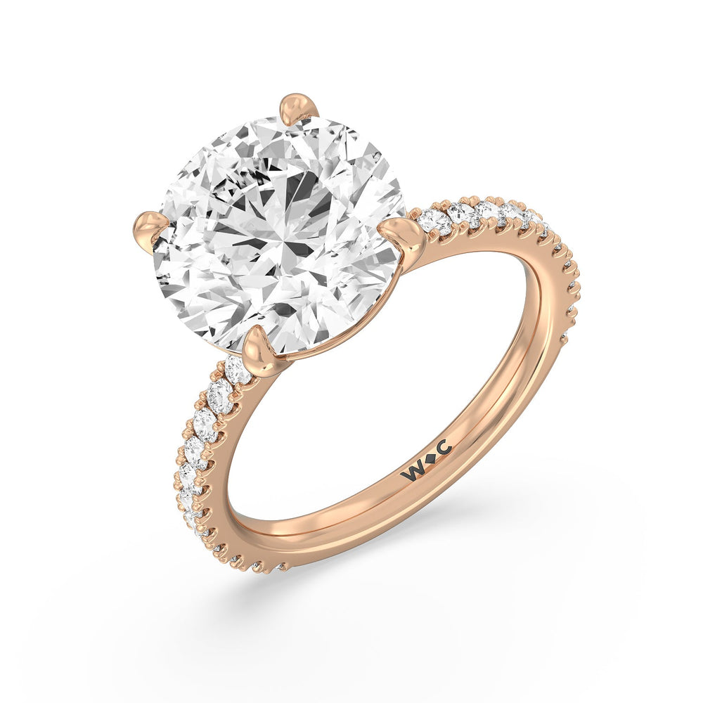 Illustrious Half Pave Ring with Round Cut Diamond in 14KT Rose Gold view 3
