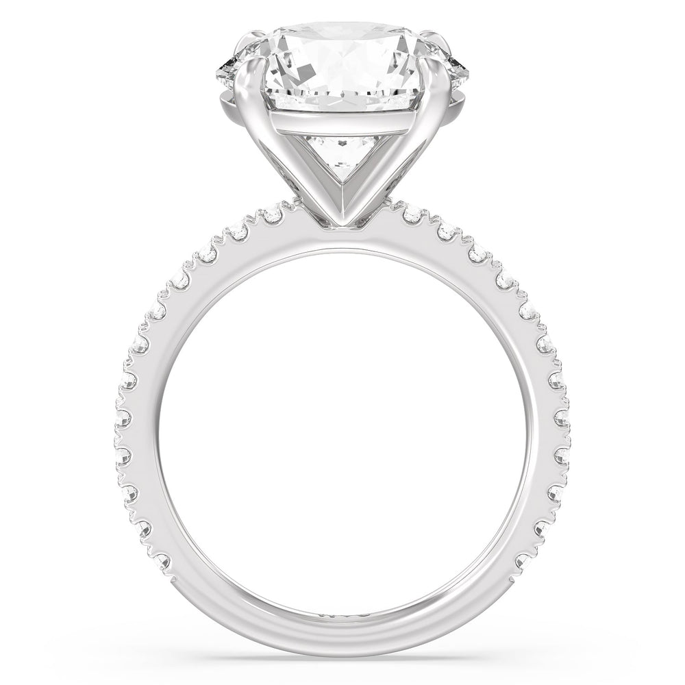 Illustrious Half Pave Ring with Round Cut Diamond in 14KT Platinum view 2
