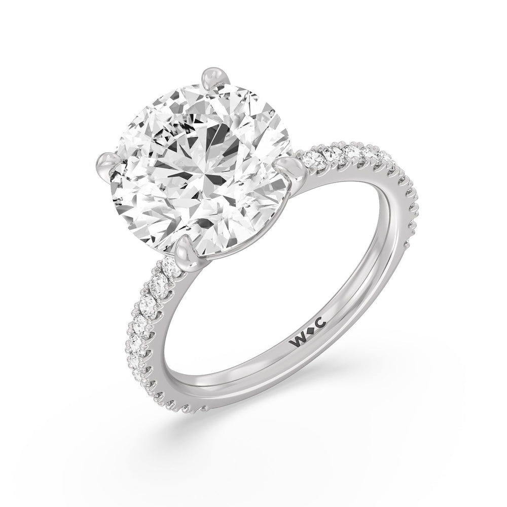Illustrious Half Pave Ring with Round Cut Diamond in 14KT Platinum view 3
