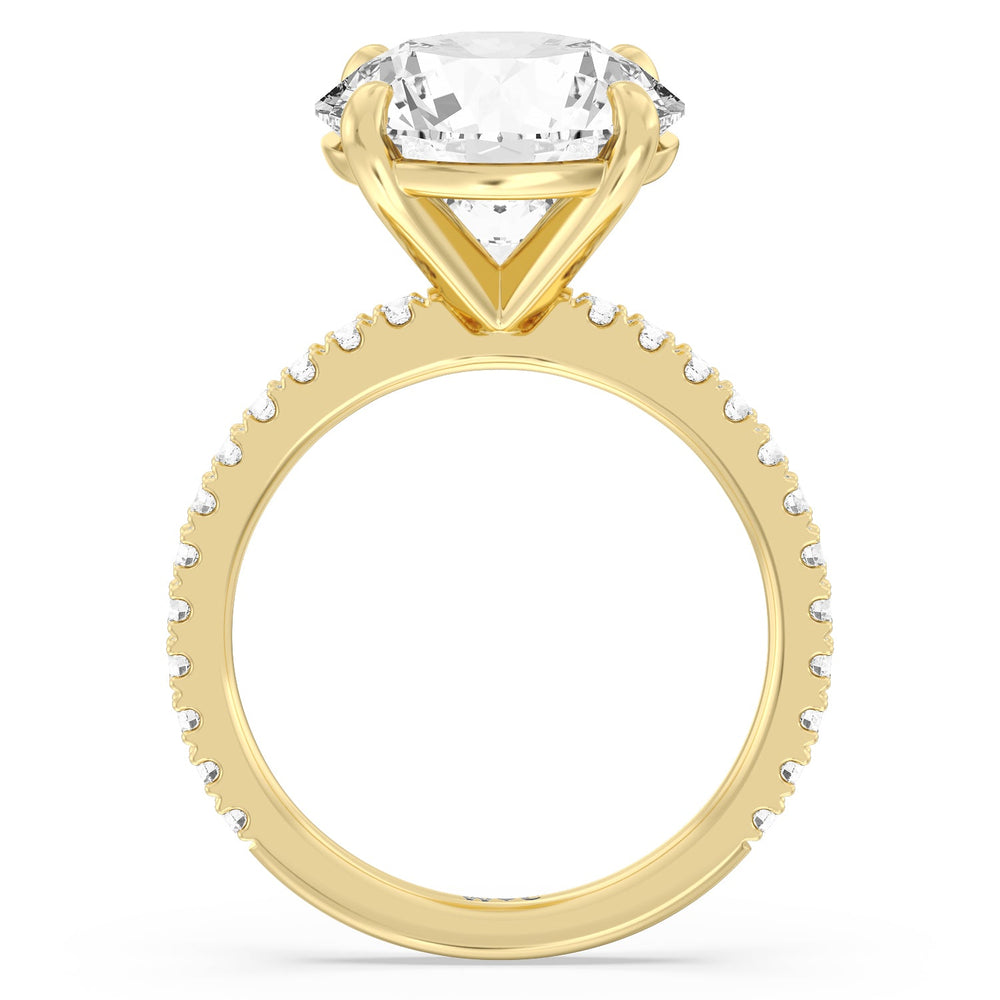 Illustrious Half Pave Ring with Round Cut Diamond in 14KT Yellow Gold view 2
