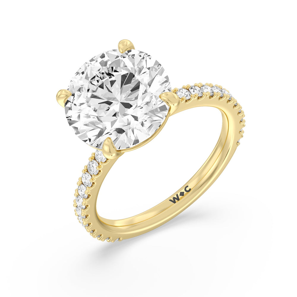 Illustrious Half Pave Ring with Round Cut Diamond in 14KT Yellow Gold view 3
