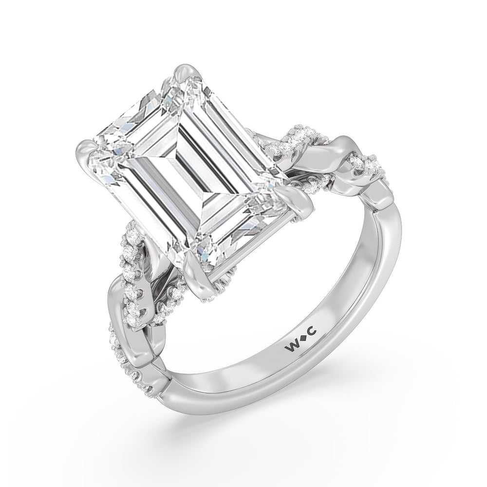 Emerald Cut Radiant Cathedral Twist Ring with Lab Grown Diamond in 14KT Platinum view 3
