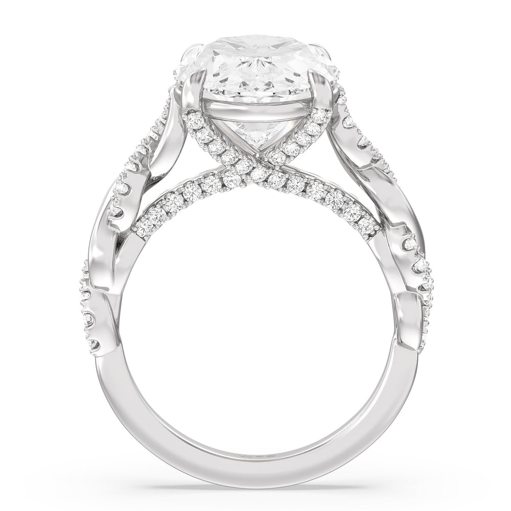 Oval Cut Radiant Cathedral Twist Ring with Lab Grown Diamond in 14KT Platinum view 2
