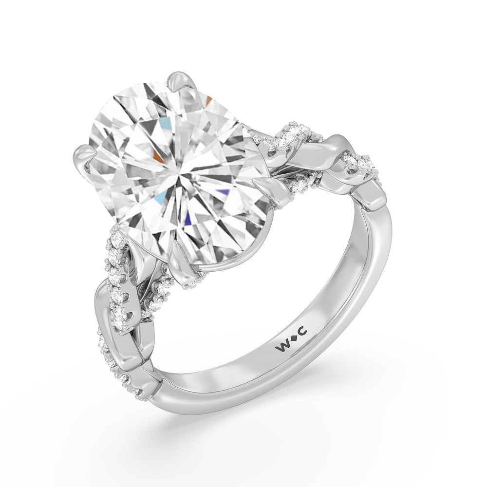 Oval Cut Radiant Cathedral Twist Ring with Lab Grown Diamond in 14KT Platinum view 3
