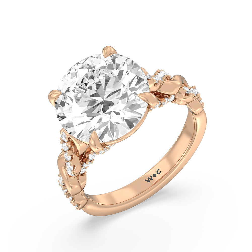 Round Cut Radiant Cathedral Twist Ring with Lab Grown Diamond in 14KT Rose Gold view 3
