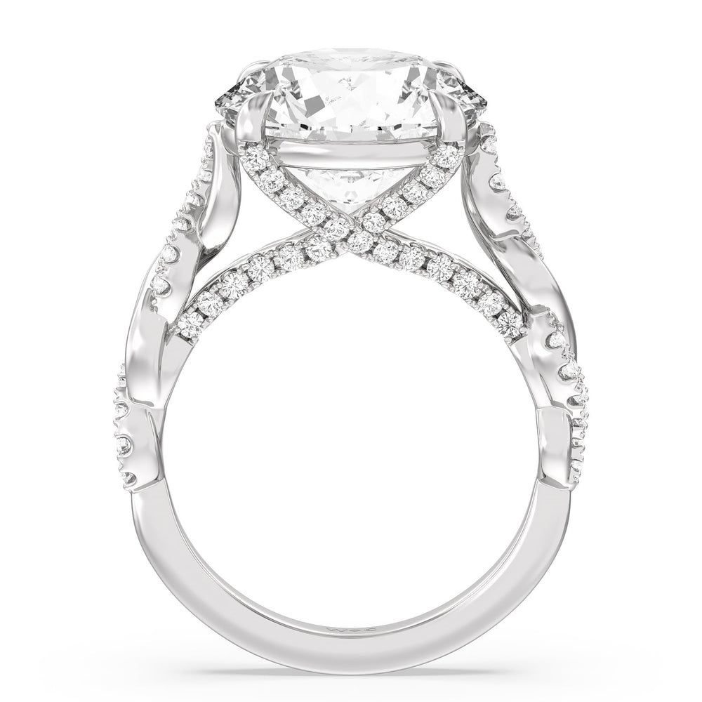 Round Cut Radiant Cathedral Twist Ring with Lab Grown Diamond in 14KT Platinum view 2

