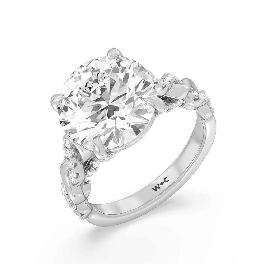 Round Cut Radiant Cathedral Twist Ring with Lab Grown Diamond in 14KT Platinum view 3
