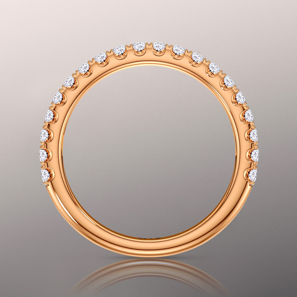 The Cassatt Wedding Band with 18KT Rose Gold Cut Diamond in 14KT Rose Gold view 2

